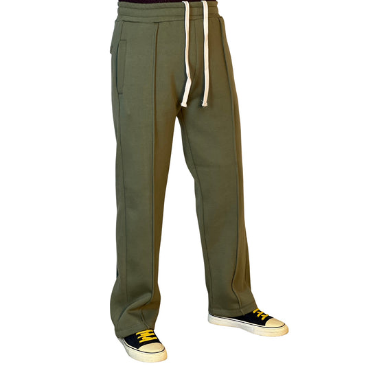 Cotton fleece Loose Bottom Trousers (OLIVE GREEN)