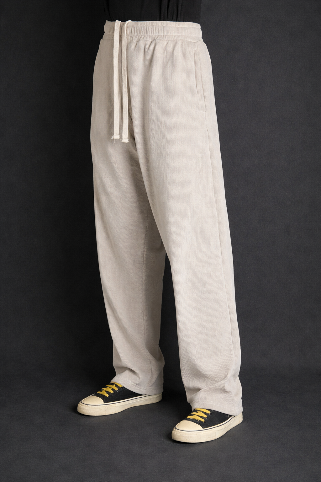 Men’s Corduroy Baggy Trousers – Premium (Off-White)