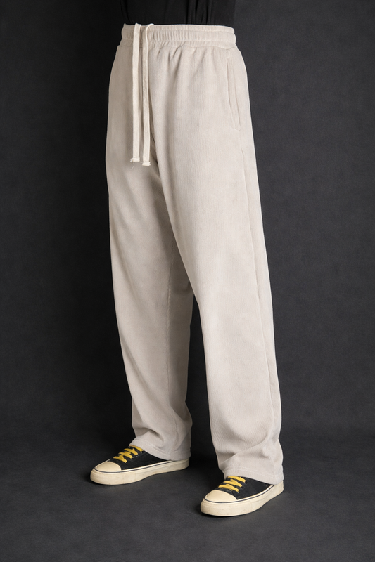 Men’s Corduroy Baggy Trousers – Premium (Off-White)