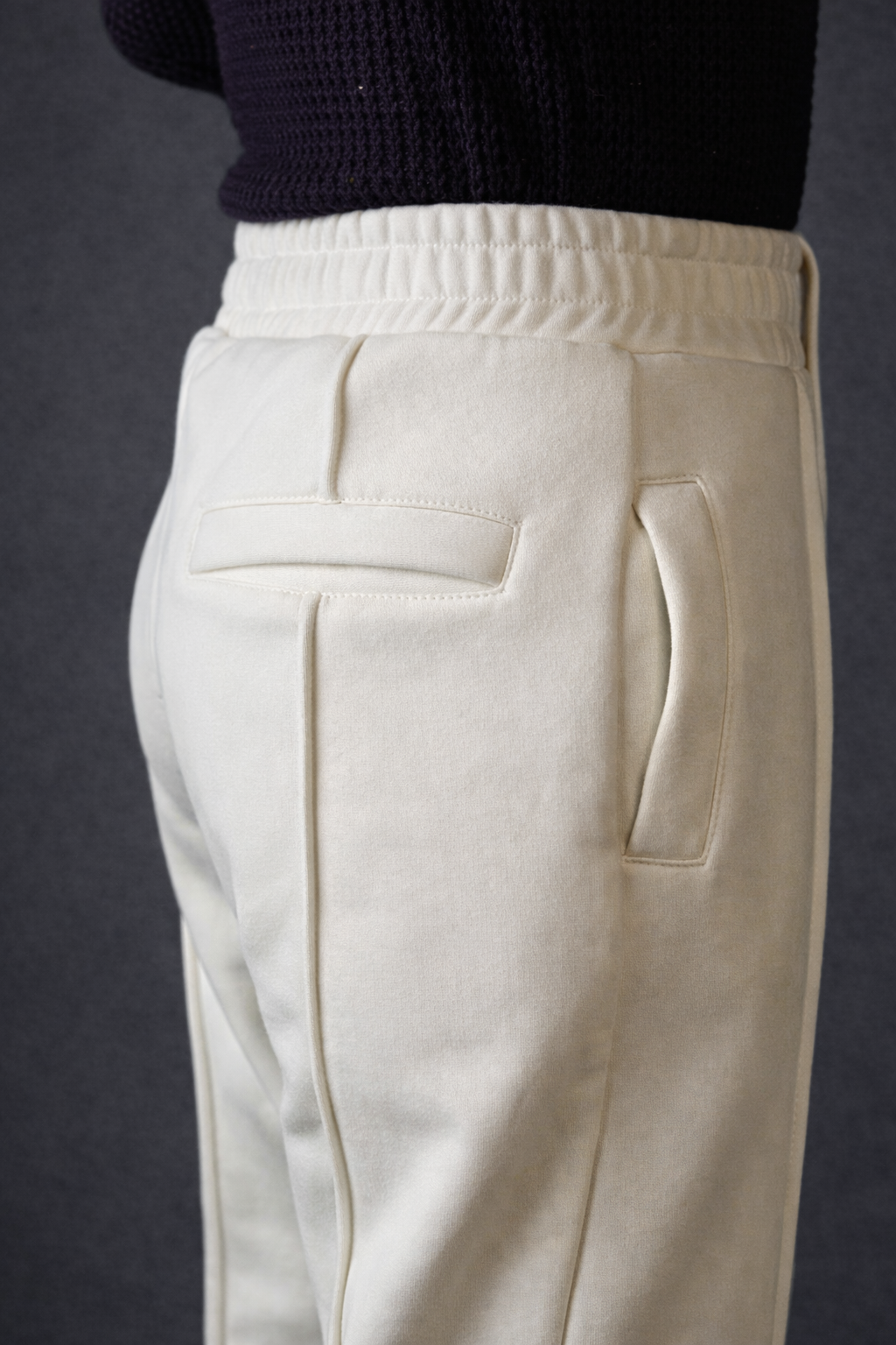 Cotton fleece Loose Bottom Trousers (OFF-WHITE)