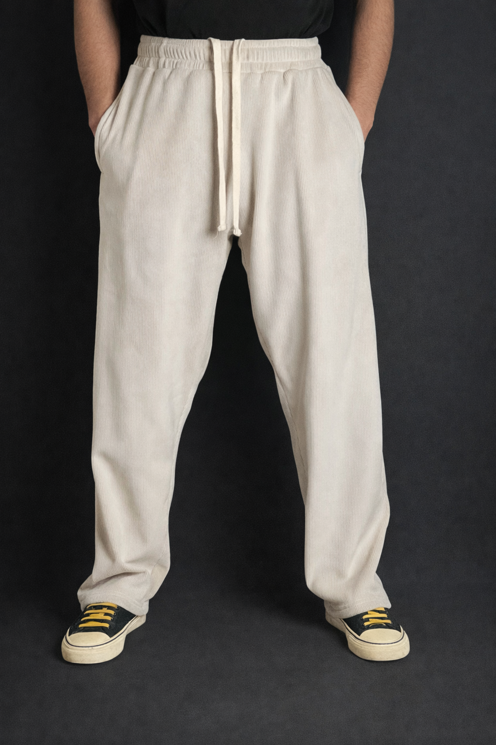 Men’s Corduroy Baggy Trousers – Premium (Off-White)