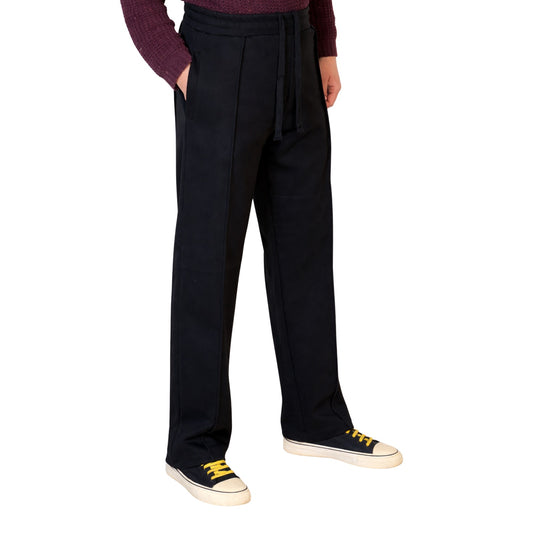 Cotton fleece Loose Bottom Trousers (BLACK)